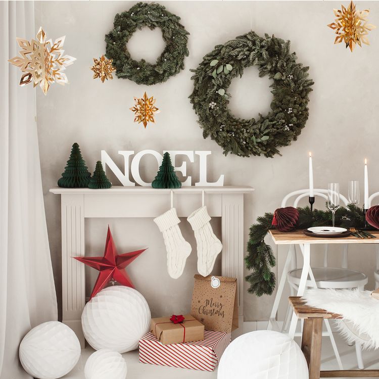 Tischdeko Aufhänger Papiersterne Schneeflocke Weihnachten Geburtstag Silvester 6 Stück Deko-Aufhänger Winter