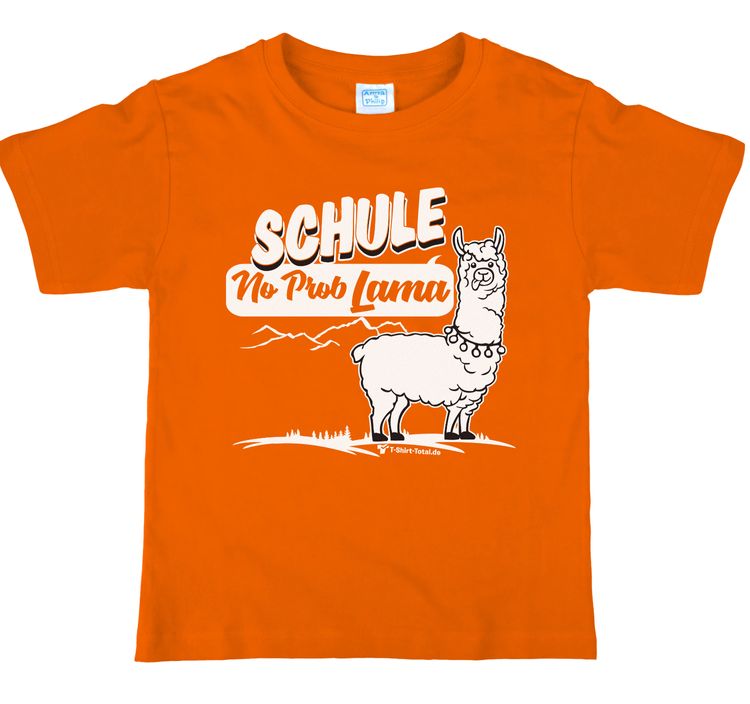Kinder T-Shirt Schulanfänger Lama mit Wunschname Gr. 110-152 orange SALE Zuckertüte Geschenkidee
