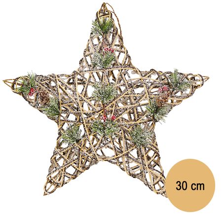 LED Weihnachtsstern 30 cm aus Holz mit 10 LED-Lichtern Deko