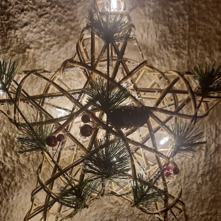 LED Weihnachtsstern aus Holz 30 cm mit 10 LED-Lichtern Deko Advent Fensterbild Tischdeko Lichterkette SALE