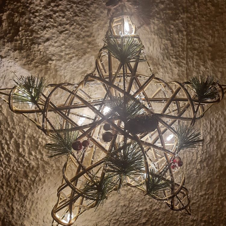 LED Weihnachtsstern aus Holz 30 cm mit 10 LED-Lichtern Deko Advent Fensterbild Tischdeko Lichterkette SALE