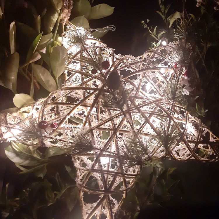 LED Weihnachtsstern aus Holz 30 cm mit 10 LED-Lichtern Deko Advent Fensterbild Tischdeko Lichterkette SALE