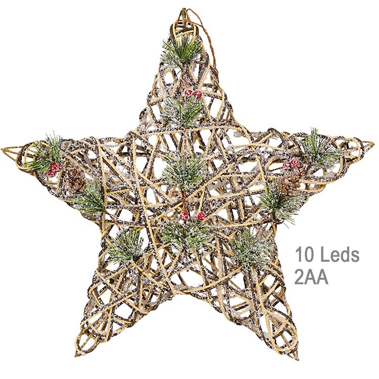 LED Weihnachtsstern aus Holz 30 cm mit 10 LED-Lichtern Deko Advent Fensterbild Tischdeko Lichterkette SALE