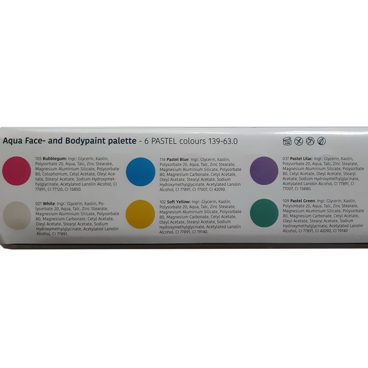 Gesichts- und Körperschminke 6 Pastellfarben Aqua Schminke  Gesichts- und Körperschminke 6 Pastellfarben Aqua Schminke  Kostüm-Zubehör Make-Up Fasching Karneval Mottoparty Kinder-Geburtstag