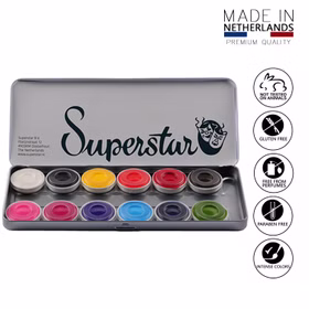Gesichts- und Körperschminke 12 Farben bunt Aqua Schminke Kostüm-Zubehör Make-Up Fasching Karneval Mottoparty Kinder-Geburtstag Gesichts- und Körperschminke 12 Farben bunt Aqua Schminke Kostüm-Zubehör Make-Up Fasching Karneval Mottoparty Kinder-Geburtstag