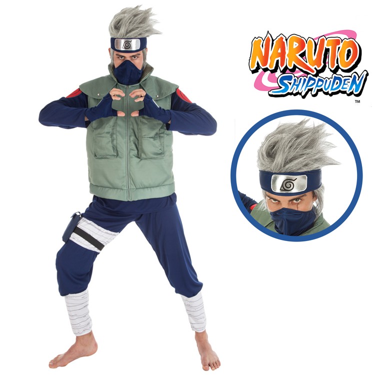 Kakashi Hatake Kostüm deluxe für Erwachsene Naruto inkl. Perücke Gr. S-L Fasching Karneval Mottoparty Cosplay