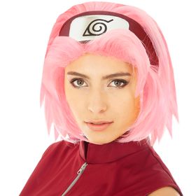 Sakura Haruno Perücke rosa Anime Manga für Damen Onesize Kostüm-Zubehör Fasching Karneval Mottoparty