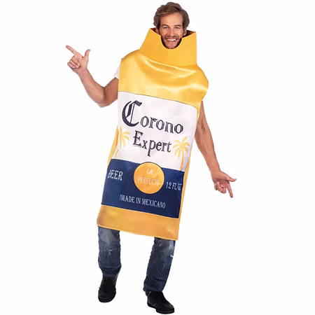 Corona Bier Kostüm für Erwachsene Onesize gelb Fasching Karneval JGA Mottoparty Unisex für Damen und Herren Corona Bier Kostüm für Erwachsene Onesize gelb Fasching Karneval JGA Mottoparty Unisex für Damen und Herren