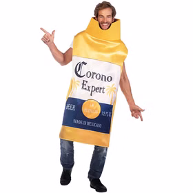 Corona Bier Kostüm für Erwachsene Onesize gelb Fasching Karneval JGA Mottoparty Unisex für Damen und Herren Corona Bier Kostüm für Erwachsene Onesize gelb Fasching Karneval JGA Mottoparty Unisex für Damen und Herren