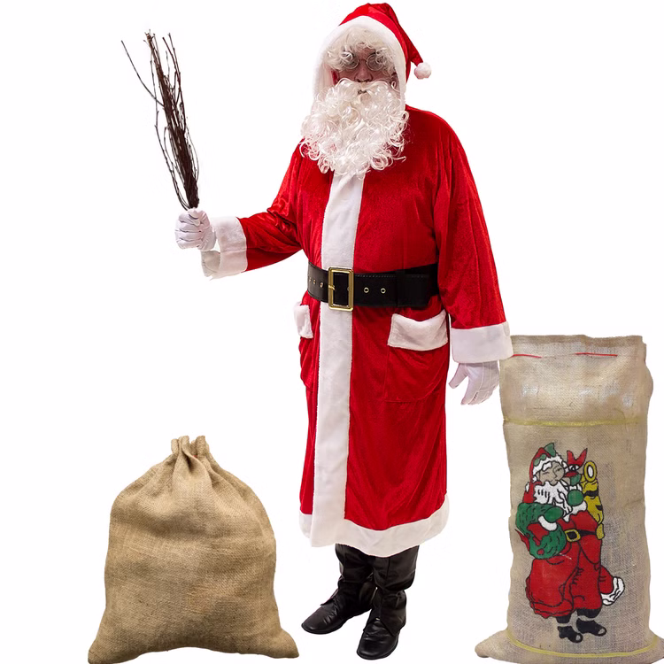 Weihnachtsmann Kostüm inkl. Zubehör Gr. 52-58 7-tlg.-Set Plüsch-Weihnachtsmann-Mantel mit Bart Gürtel Handschuhe Gamaschen und Brille Weihnachtsmann Kostüm inkl. Zubehör Gr. 52-58 7-tlg.-Set Plüsch-Weihnachtsmann-Mantel mit Bart Gürtel Handschuhe Gamaschen und Brille
