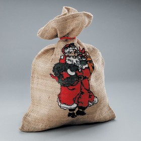 Weihnachtsmannsack aus Jute 35 x 50 cm bedruckt mit Weihnachtsmann-Motiv Geschenkesack Nikolaussack Zubehör SALE Weihnachten Heiligabend Bescherung