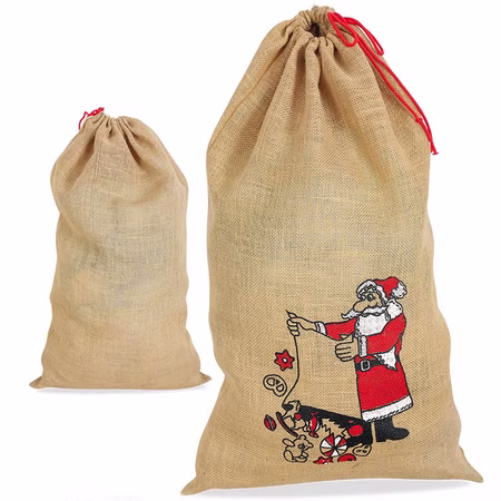 Großer Weihnachtsmannsack Jutesack 50 x 70 cm bedruckt Geschenkesack Nikolaussack Zubehör Weihnachten Heiligabend Bescherung Großer Weihnachtsmannsack Jutesack 50 x 70 cm bedruckt Geschenkesack Nikolaussack Zubehör Weihnachten Heiligabend Bescherung