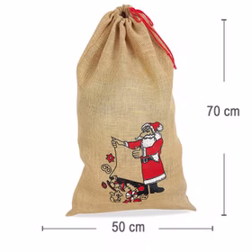 Großer Weihnachtsmannsack Jutesack 50 x 70 cm bedruckt Geschenkesack Nikolaussack Zubehör Weihnachten Heiligabend Bescherung Großer Weihnachtsmannsack Jutesack 50 x 70 cm bedruckt Geschenkesack Nikolaussack Zubehör Weihnachten Heiligabend Bescherung