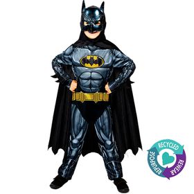 Batman Deluxe Kostüm für Kinder 3-12 Jahre schwarz nachhaltig produziert Superhelden Kostüm Filmheld Fasching Karneval Mottoparty Kindergeburtstag Rollenspiel