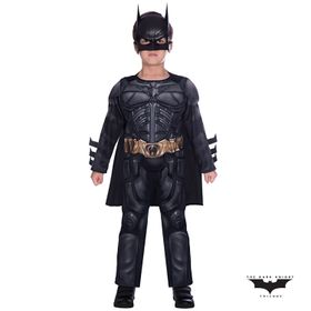 Batman Deluxe Kostüm The Dark Night Rises für Kinder 4-12 Jahre schwarz Filmheld Superheld Fasching Karneval Mottoparty Kindergeburtstag