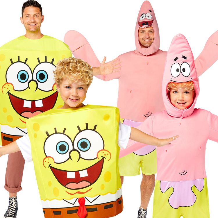 Spongebob Schwammkopf Kostüm für Kinder 3-12 Jahre gelb Fasching Karneval Mottoparty Kindergeburtstag Sponge Squarepants Meerestier Lizenzkostüm