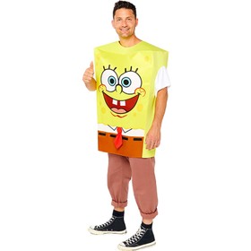 Spongebob Schwammkopf  Kostüm für Erwachsene Onesize gelb Fasching Karneval Mottoparty JGA Paarkostüm Gruppenkostüm Lizenzkostüm Meerestier 