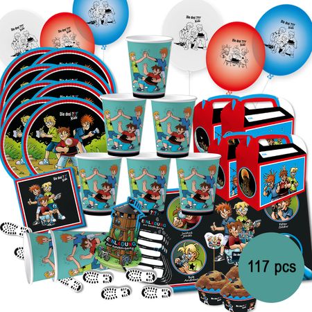 XXL Die drei ??? Kids Party-Set Kindergeburtstag für 8 Kinder, 117-tlg.