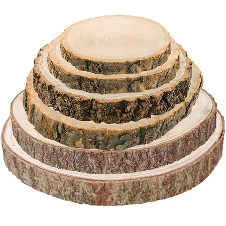 Baumscheiben-Set Holzscheiben 6 verschiedene Größen 17-38 cm Deko, 6 Stück