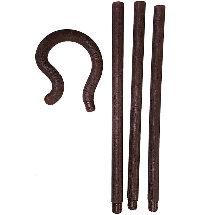 Hirtenstab braun 152 cm Kostüm-Zubehör Weihnachten zum Zusammenstecken Krippenspiel Schäfer Nachtwächter Fasching Karneval Mottoparty