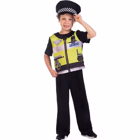 Polizei Kostüm Polizeiobermeister Jakob für Kinder Gr. 128-134 mit Mütze nachhaltig produziert umweltfreundlich Fasching Karneval Mottoparty Kindergeburtstag Rollenspiel