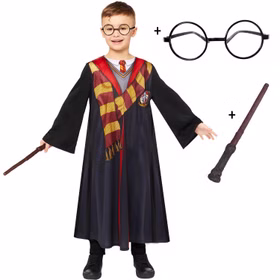 Harry Potter Deluxe Kostüm für Kinder 4-12 Jahre mit Brille & Zauberstab Gryffindor Hogwarts Zauberlehrling Zauberschüler Fasching Karneval Mottoparty Halloween Harry Potter Deluxe Kostüm für Kinder 4-12 Jahre mit Brille & Zauberstab Gryffindor Hogwarts Zauberlehrling Zauberschüler Fasching Karneval Mottoparty Halloween
