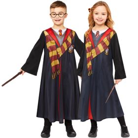 Harry Potter Deluxe Kostüm für Kinder 4-12 Jahre mit Brille & Zauberstab Gryffindor Hogwarts Zauberlehrling Zauberschüler Fasching Karneval Mottoparty Halloween