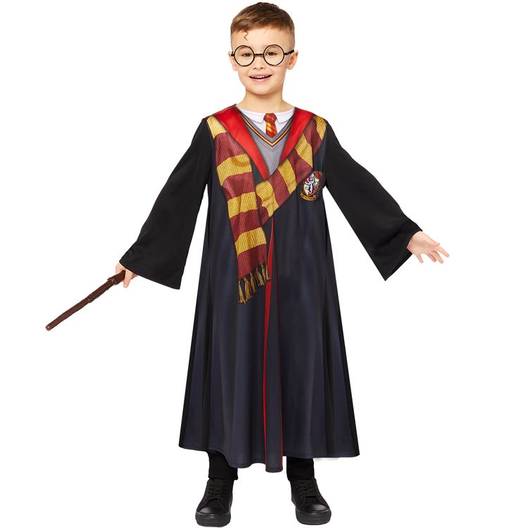 Harry Potter Deluxe Kostüm für Kinder inkl. Brille und Zauberstab Harry Potter Deluxe Kostüm für Kinder 4-12 Jahre mit Brille & Zauberstab Gryffindor Hogwarts Zauberlehrling Zauberschüler Fasching Karneval Mottoparty Halloween