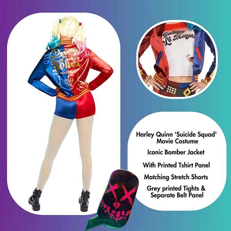 Harley Quinn Kostüm Suicide Squad für Damen Harley Quinn Kostüm Suicide Squad für Damen Gr. S-L Fasching Karneval Mottoparty Paarkostüm  Filmheld Marvel DC