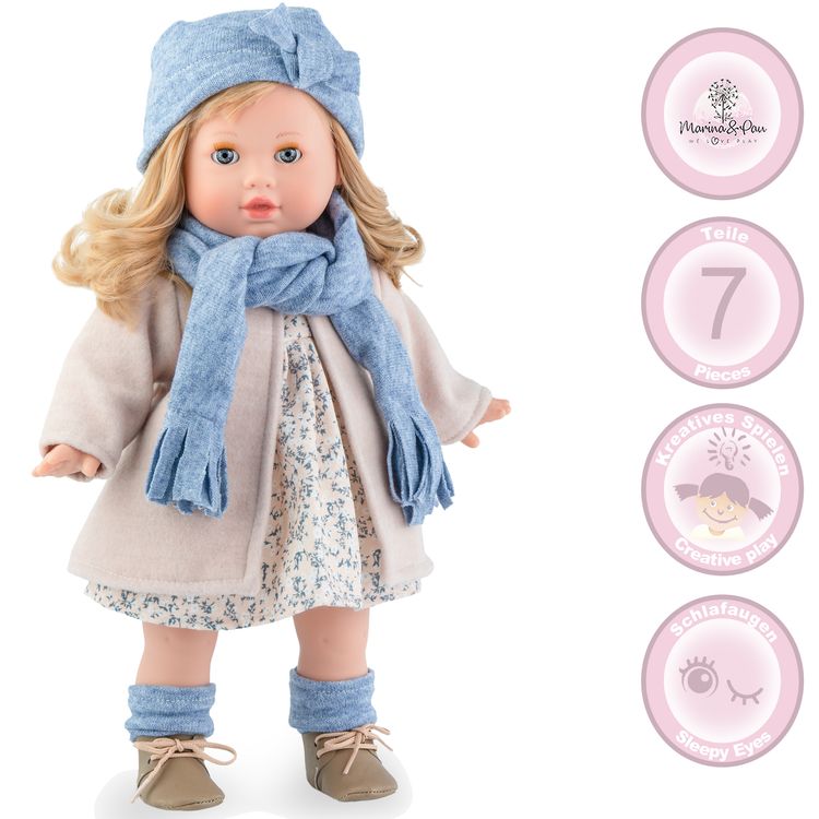 Puppe Ida 42 cm mit langen Haaren & Schlafaugen Weichkörper Spielzeug Puppe zum kämmen und frisieren Geschenkidee