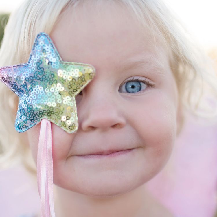Schmetterling Kostüm Rainbow mit Flügel & Feenstab für Kinder 4-6 Jahre bunt Fasching Karneval Mottoparty Kindergeburtstag Sommer Kinderfasching Rollenspiel