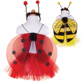 Marienkäfer Kostüm-Set Flügel Haarreif & Rock für Kinder 4-6 Jahre rot Ladybug Tier Fasching Karneval Mottoparty Sommer Kindergeburtstag Kinderfasching