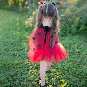 Marienkäfer Kostüm-Set Flügel Haarreif & Rock für Kinder 4-6 Jahre rot Ladybug Tier Fasching Karneval Mottoparty Sommer Kindergeburtstag Kinderfasching