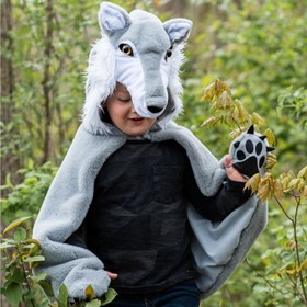 Wolf Kostüm Isegrim für Kinder 4-6 Jahre grau-silber Tier Märchen Rotkäppchen Fasching Karneval Mottoparty Kinderfasching Kindergeburtstag Kinder-Theater
