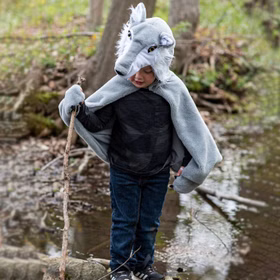Wolf Kostüm Isegrim für Kinder 4-6 Jahre grau-silber Tier Märchen Rotkäppchen Fasching Karneval Mottoparty Kinderfasching Kindergeburtstag Kinder-Theater