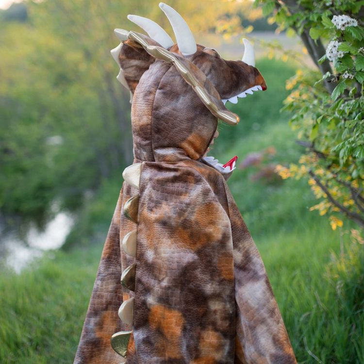 Triceratops Kostüm Dino Saurier Grandasaurus für Kinder 4-6 Jahre braun Tier Fasching Karneval Mottoparty Kindergeburtstag