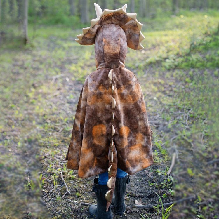 Triceratops Kostüm Dino Saurier Grandasaurus für Kinder 4-6 Jahre braun Tier Fasching Karneval Mottoparty Kindergeburtstag