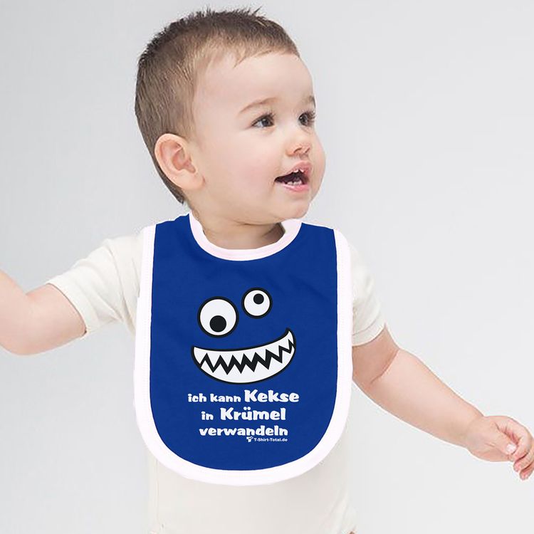 Baby Lätzchen Kleines Krümelmonster mit Spruch Ich kann Kekse in Krümel verwandeln Geschenk Geschenkidee Geburt 1. Geburtstag Baby füttern Weihnachten Ostern