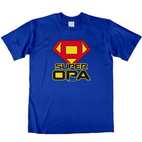 Herren T-Shirt Super Opa mit Wunschname Gr. M-XL blau Geschenkidee Geburtstag Männertag Weihnachten Ostern Geschenk Herren-Bekleidung