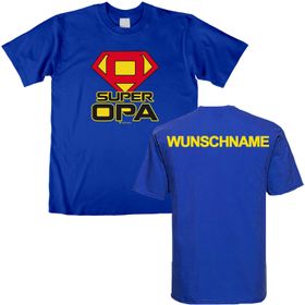 Herren T-Shirt Super Opa mit Wunschname Gr. M-XL blau Geschenkidee Geburtstag Männertag Weihnachten Ostern Geschenk Herren-Bekleidung