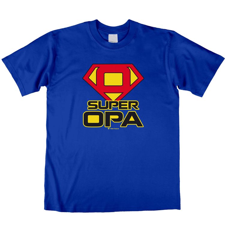 Herren T-Shirt Super Opa blau mit Wunschname Geschenkidee Geburtstag Herren T-Shirt Super Opa mit Wunschname Gr. M-XL blau Geschenkidee Geburtstag Männertag Weihnachten Ostern Geschenk Herren-Bekleidung