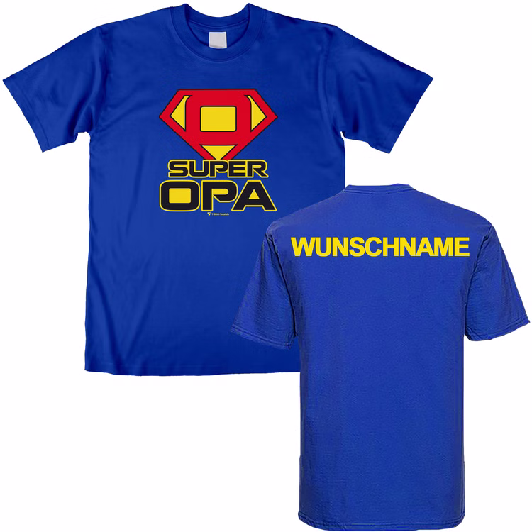 Herren T-Shirt Super Opa mit Wunschname Gr. M-XL blau Geschenkidee Geburtstag Männertag Weihnachten Ostern Geschenk Herren-Bekleidung Herren T-Shirt Super Opa mit Wunschname Gr. M-XL blau Geschenkidee Geburtstag Männertag Weihnachten Ostern Geschenk Herren-Bekleidung