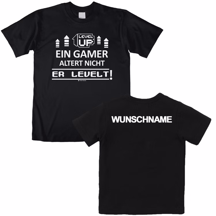 T-Shirt Geburtstag Gamer Level Up mit Wunschname für Herren gr. M-L schwarz Geschenk Zocker Computer-Nerd Geschenkidee Herren-Bekleidung SALE T-Shirt Geburtstag Gamer Level Up mit Wunschname für Herren gr. M-L schwarz Geschenk Zocker Computer-Nerd Geschenkidee Herren-Bekleidung SALE