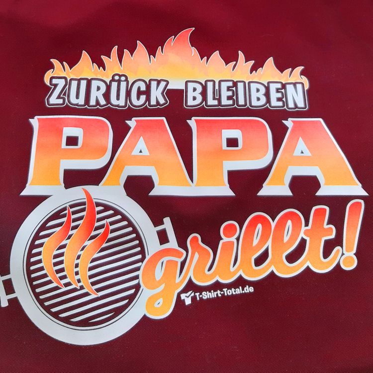 Grillschürze rot mit Spruch Papa grillt Geschenk Grillschürze mit Spruch Papa grillt für Herren rot Onesize Geschenk Vatertag Männertag Geschenkidee Geburtstag Sommer-Grillschürze Kochschürze SALE