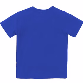 T-Rex T-Shirt Schulanfang Mit Biss in die 1. Klasse Gr. 110-152 blau Schulanfang ABC-Schütze Geschenkidee Zuckertüte für Jungen SALE Blaues Rundhals-T-Shirt von Hinten.