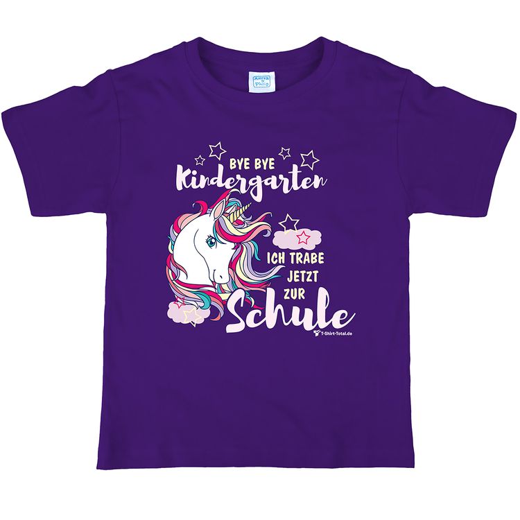 Einhorn T-Shirt Sternchen Schulanfang ich trabe zur Schule mit Wunschname Gr. 110-152 lila Schulanfang ABC-Schütze Geschenkidee Zuckertüte für Mädchen SALE