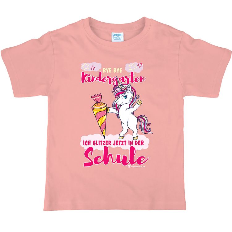 Einhorn T-Shirt Wirbelwind Schulanfang ich glitzer in der Schule mit Wunschname Gr. 110-152 rosa Schulanfang ABC-Schütze Geschenkidee Zuckertüte für Mädchen
