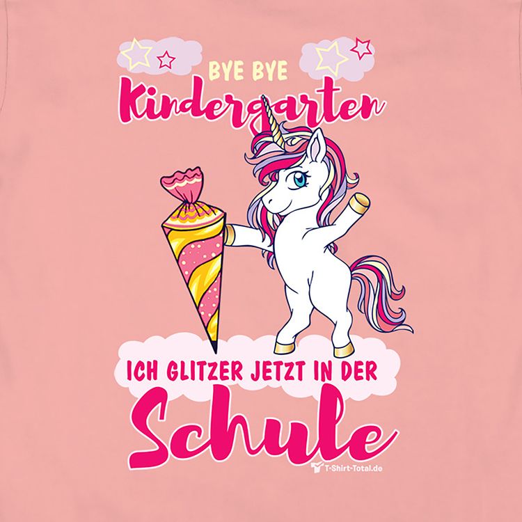 Einhorn T-Shirt Wirbelwind Schulanfang ich glitzer in der Schule mit Wunschname Gr. 110-152 rosa Schulanfang ABC-Schütze Geschenkidee Zuckertüte für Mädchen
