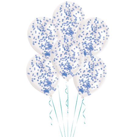 Luftballon mit blauer Konfetti-Füllung 6 Stück Party-Deko