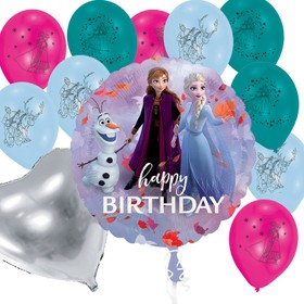 Frozen Luftballon Party-Set Die Eiskönigin Anna & Elsa 12-tlg. Deko-Zubehör Filmheld Dekoration Folienballon Geburtstag Mottoparty Mädchen Frozen-Party Olaf